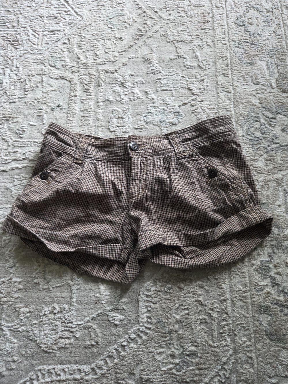 American Eagle Outfitters Brown Plaid Cuffed Bermuda Shorts